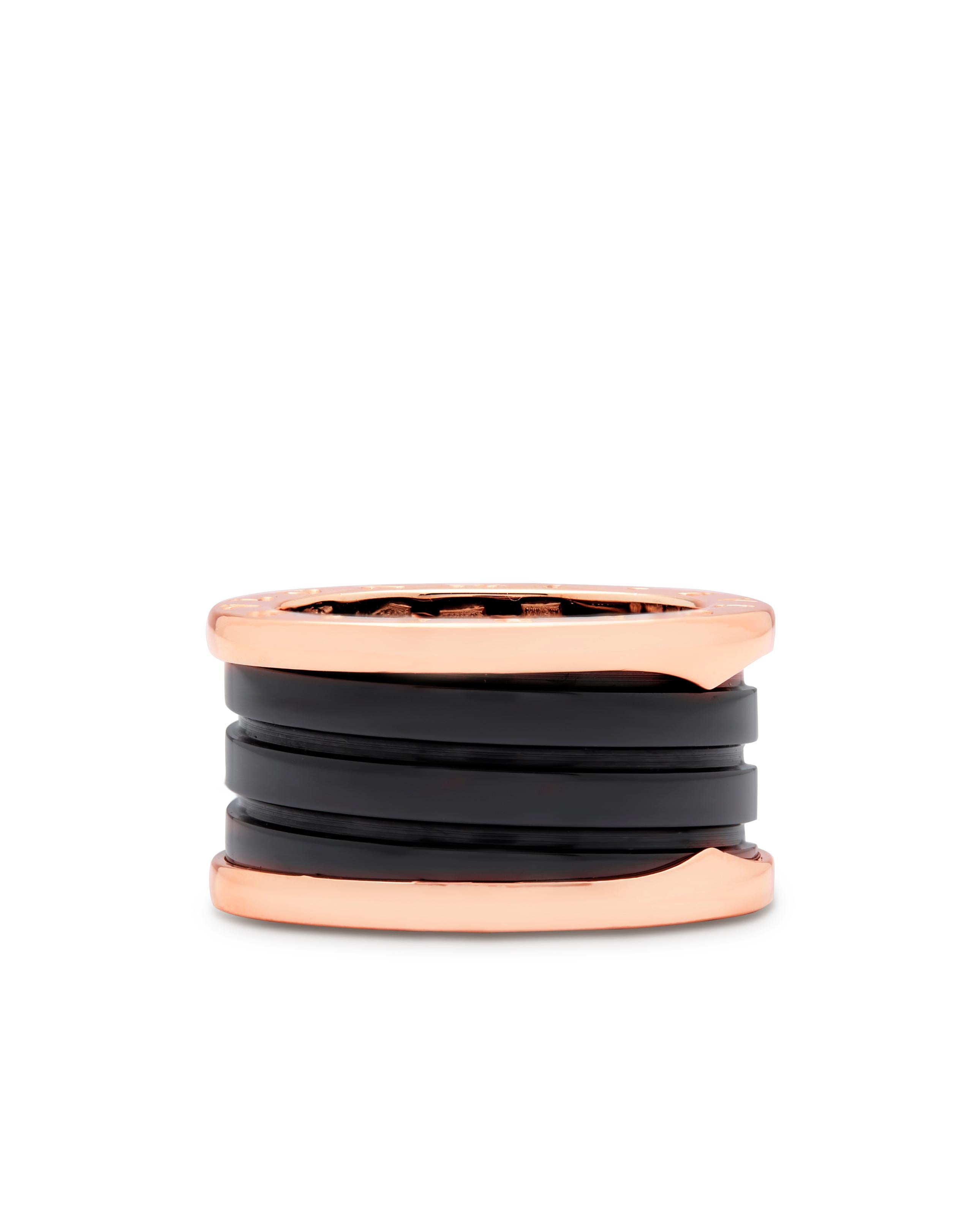 Bulgari large ring B-Zero collection, rose gold with black ceramic 

Bulgarian ring draws its inspiration from the most renowned amphitheater of the world, the Colosseum, the B.zero1 ring is a true statement of Bulgari’s creative vision, 

Signed
