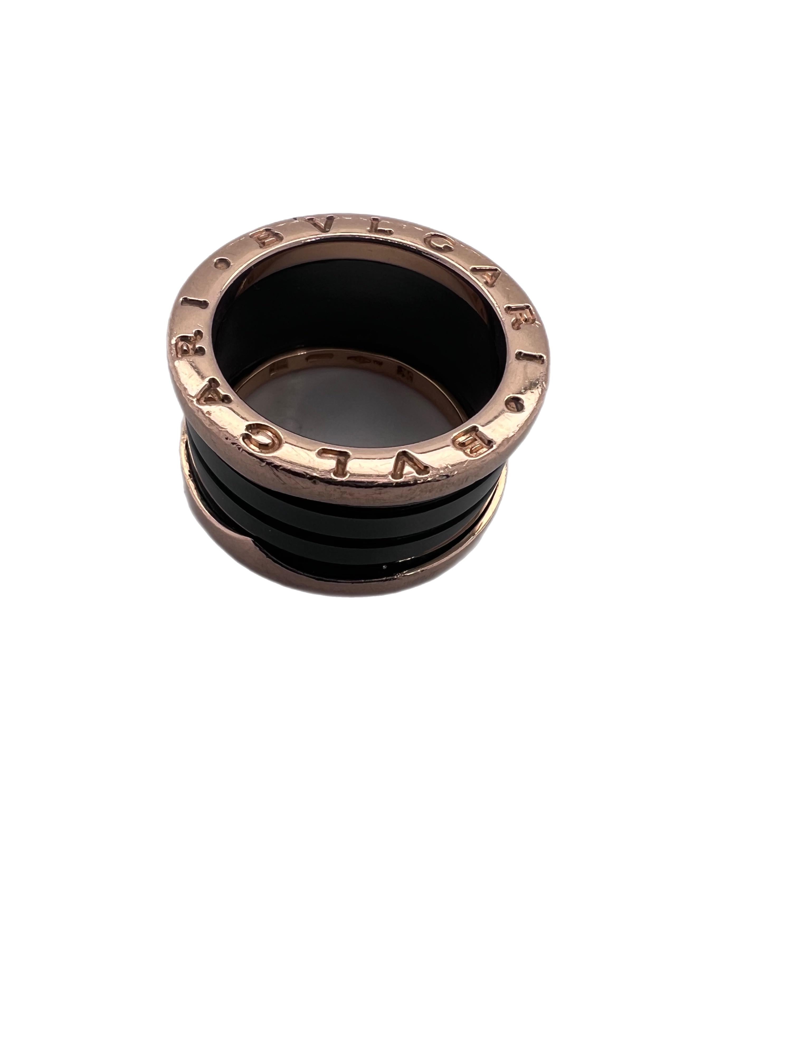 Bulgari B-Zero rose gold black ceramic ring model number 346523 In Good Condition For Sale In Addlestone, GB