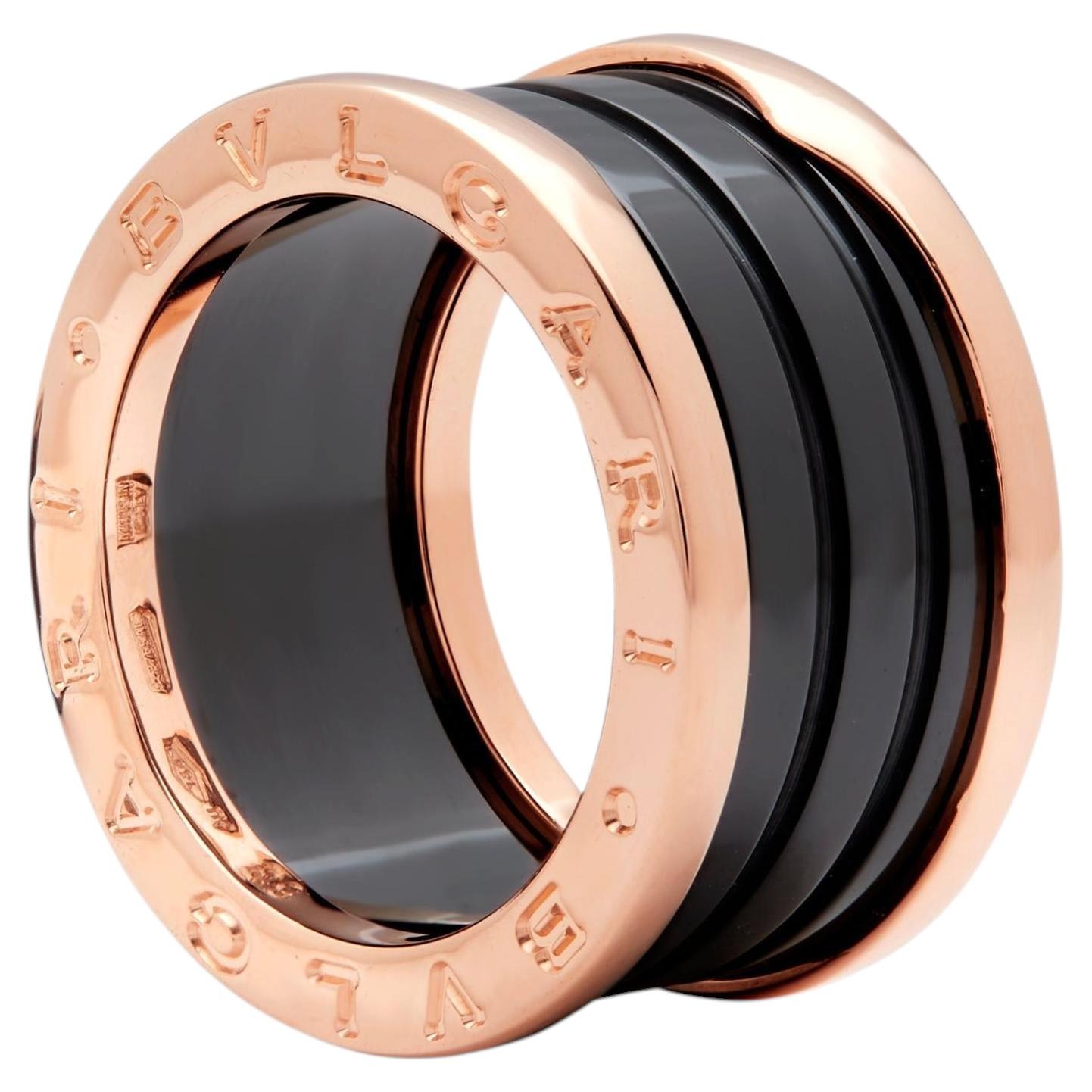Anillo Bulgari B-Zero de oro rosa y cerámica negra, Model No. 346523 en venta