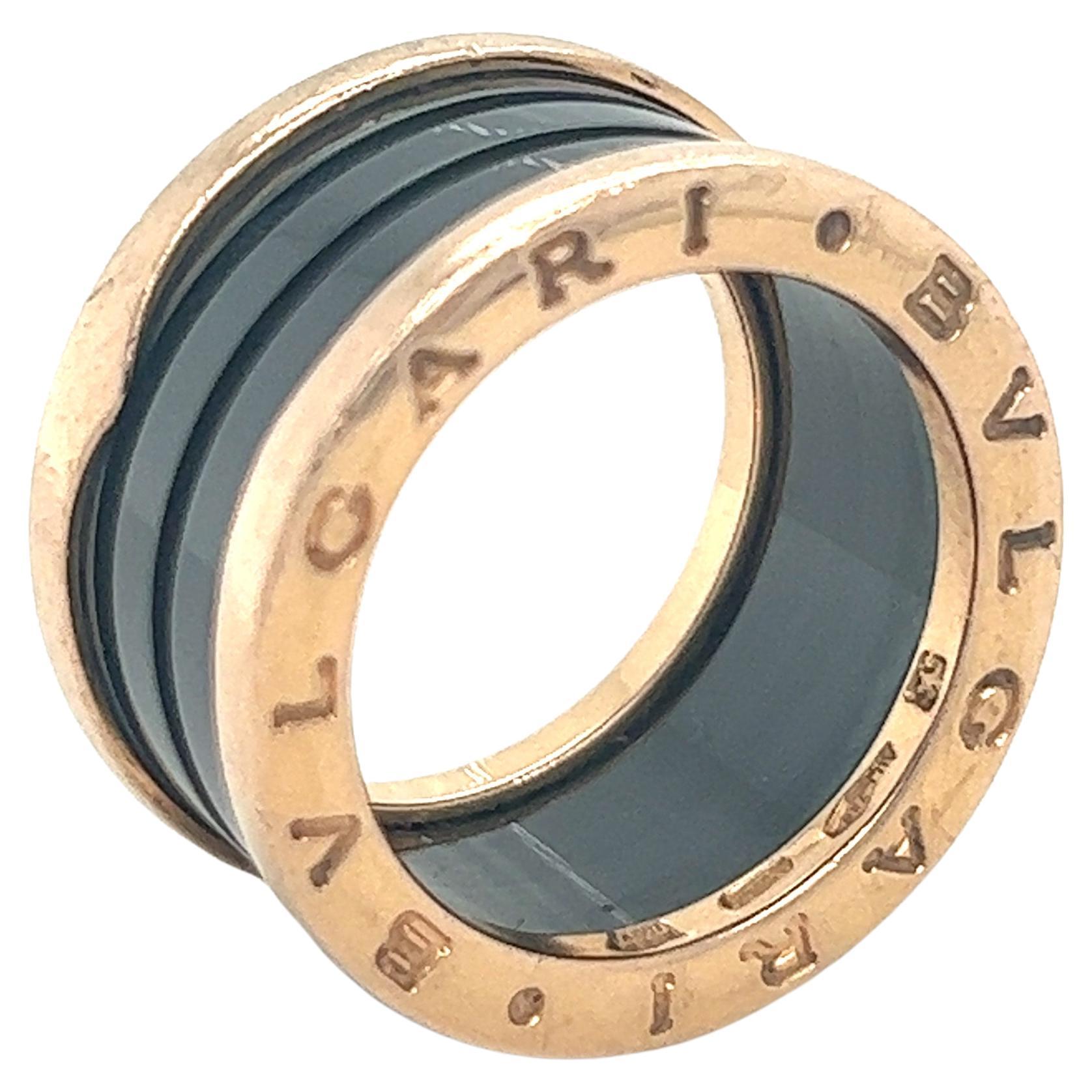 Bulgari B-Zero rose gold black ceramic ring model number 346523 For Sale
