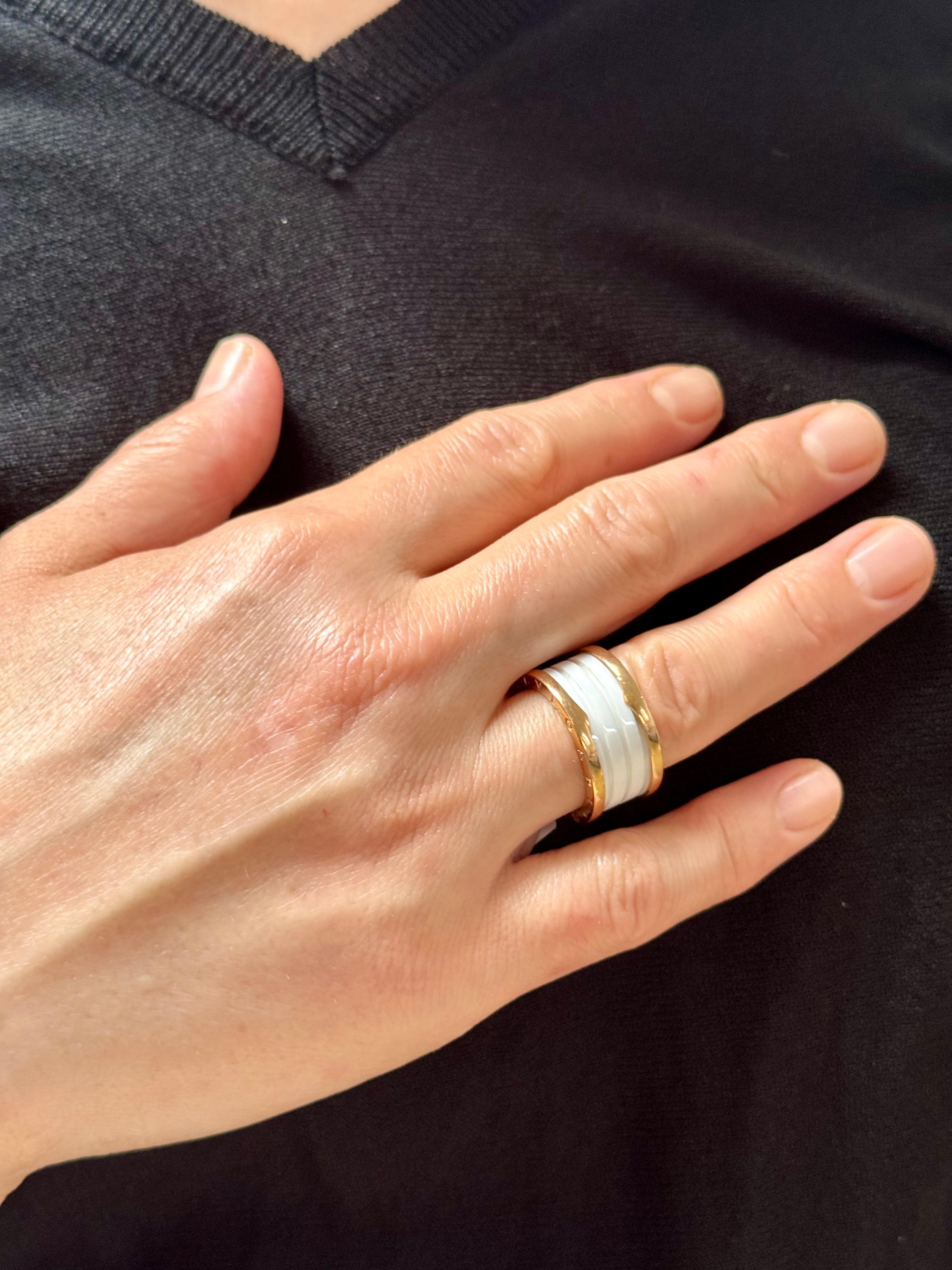 Bulgari B Zero Wide Four- Band , 18 Karat Rose Gold Loops White Eternity Band For Sale 7