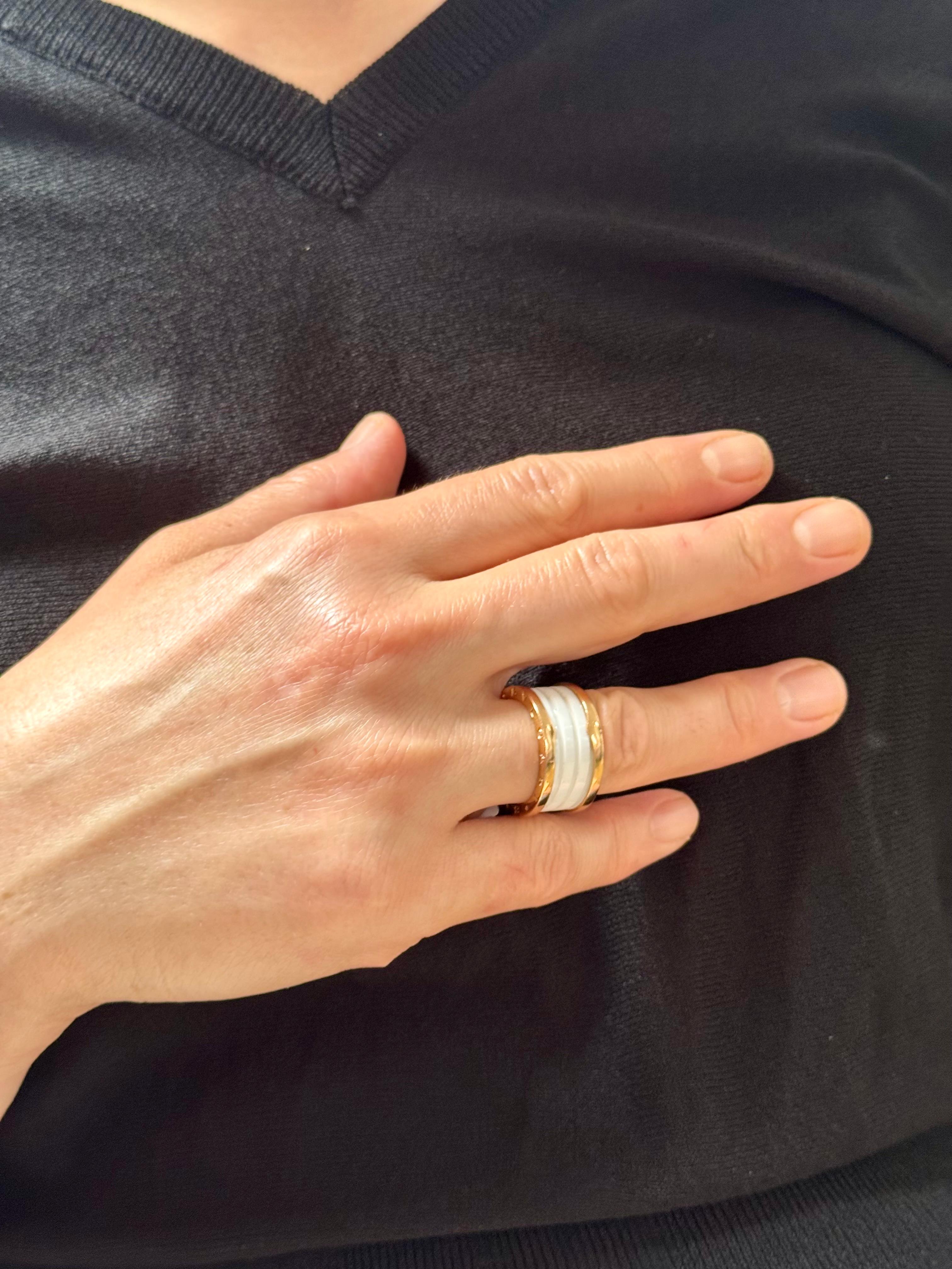Bulgari B Zero Wide Four- Band , 18 Karat Rose Gold Loops White Eternity Band For Sale 8