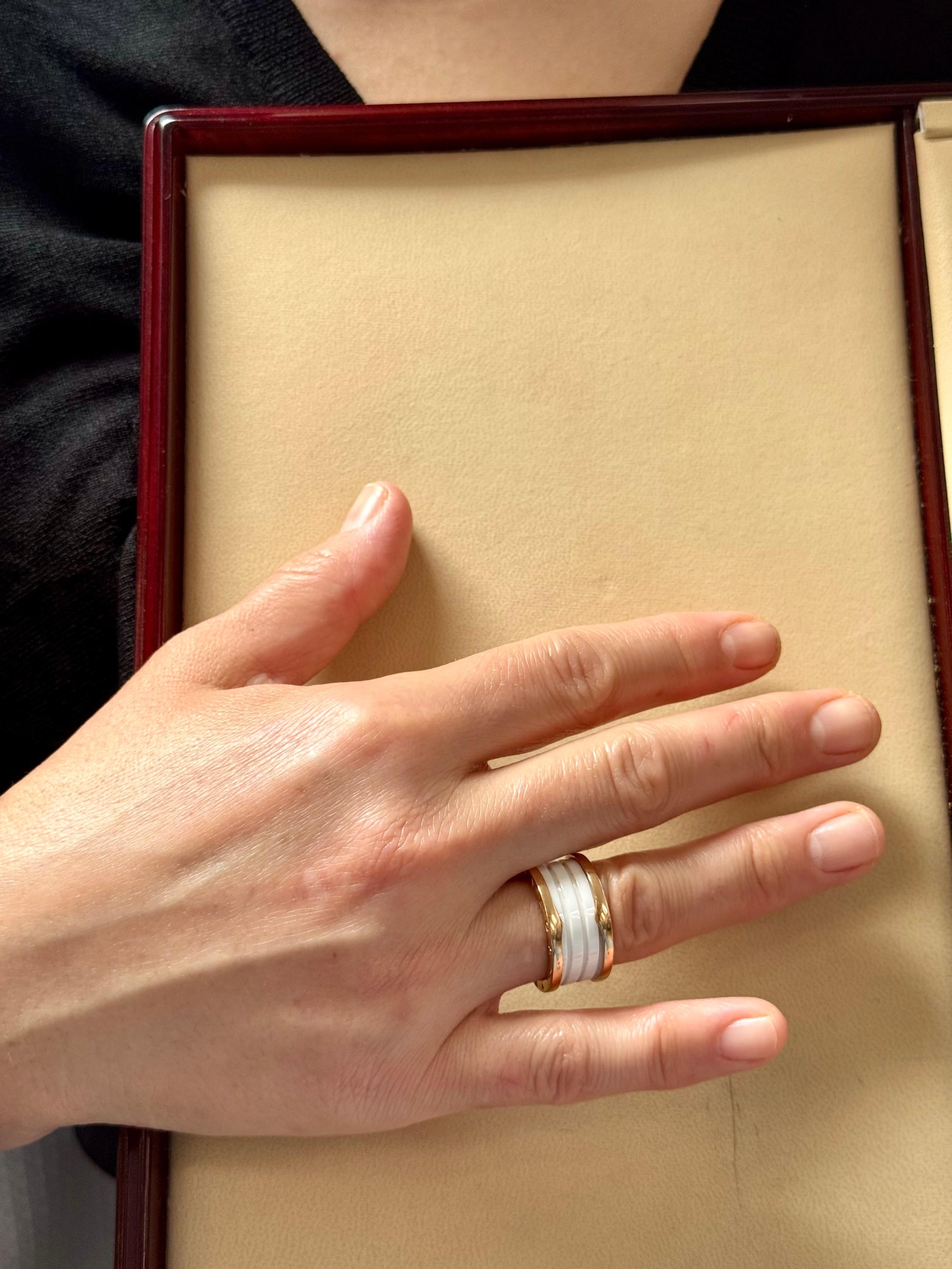 Bulgari B Zero Wide Four- Band , 18 Karat Rose Gold Loops White Eternity Band For Sale 3