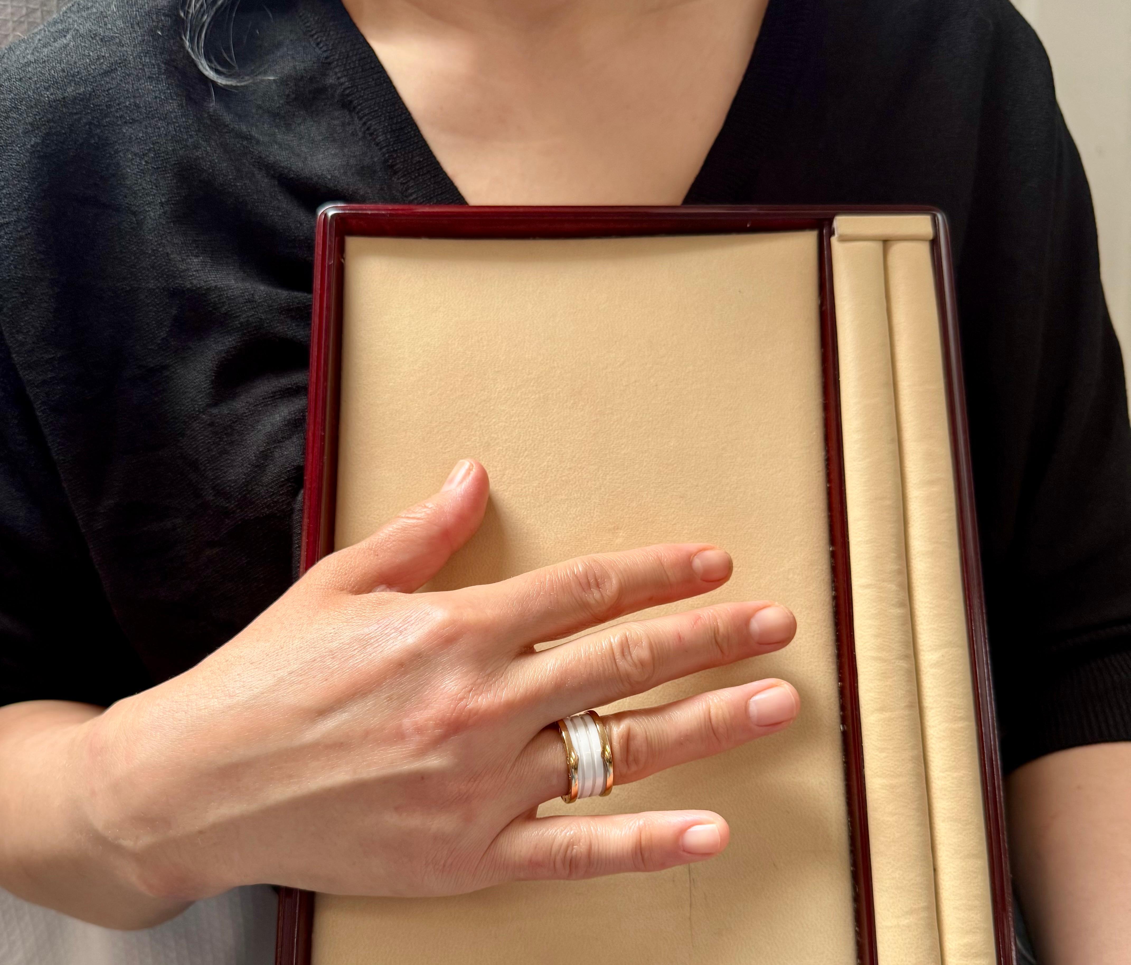 Bulgari B Zero Wide Four- Band , 18 Karat Rose Gold Loops White Eternity Band For Sale 4