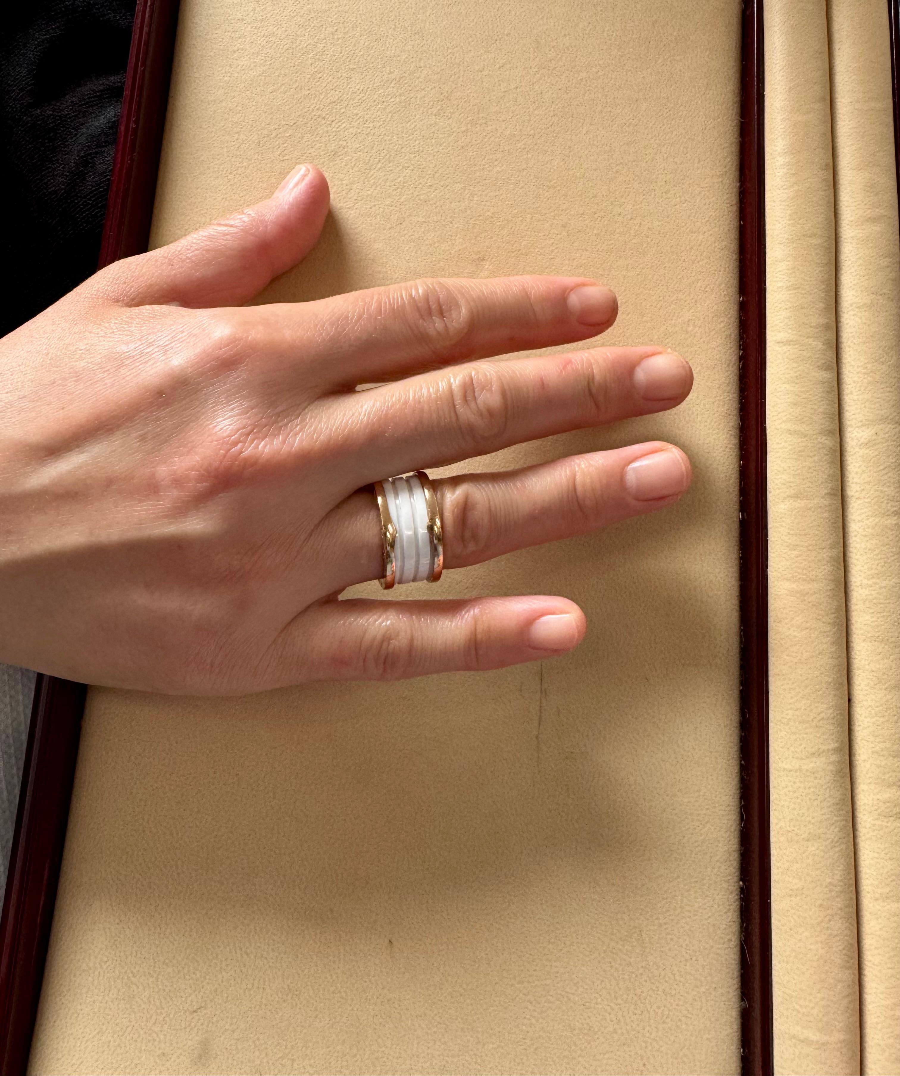 Bulgari B Zero Wide Four- Band , 18 Karat Rose Gold Loops White Eternity Band For Sale 5