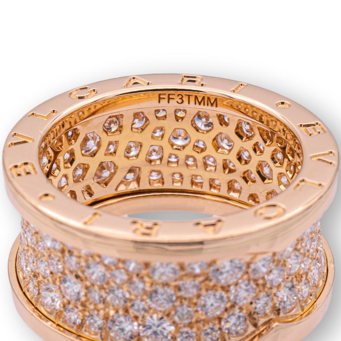 Bulgari B-Zero1 18 Karat Roségold Pavé-Diamant-Ring (Rundschliff)