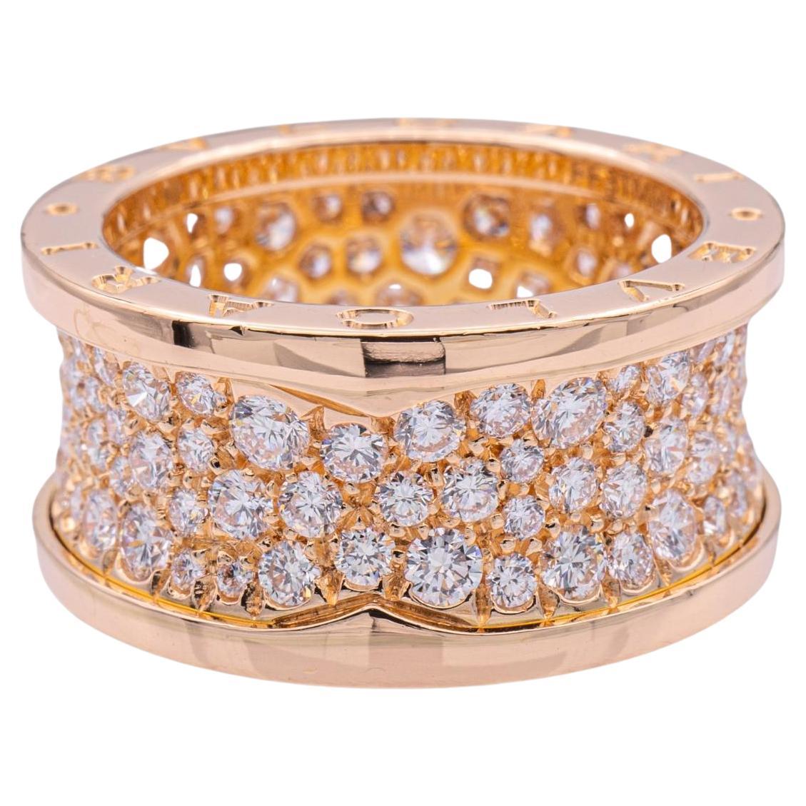Bulgari B-Zero1 18K Rose Gold Pave Diamond Band Ring