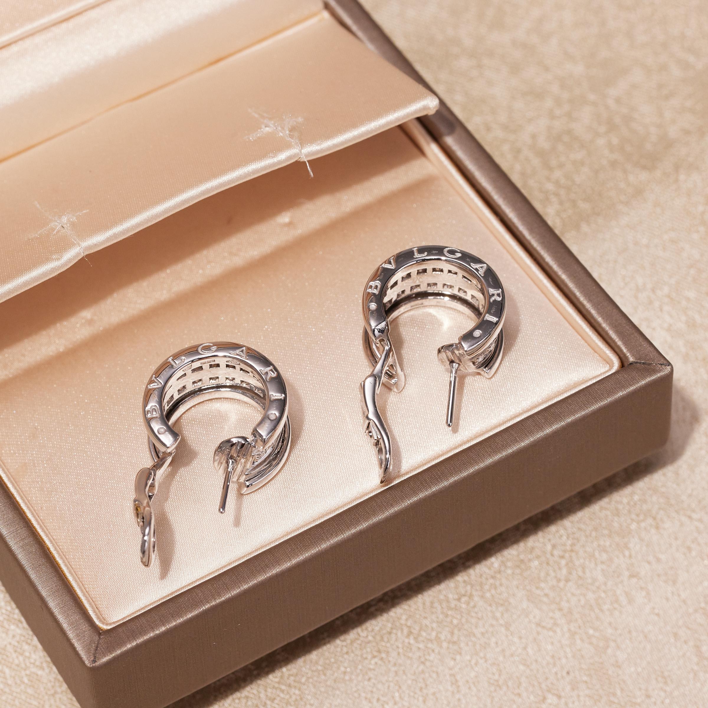 Bulgari B Zero1 Diamond Hoop Earrings in 18K White Gold   2