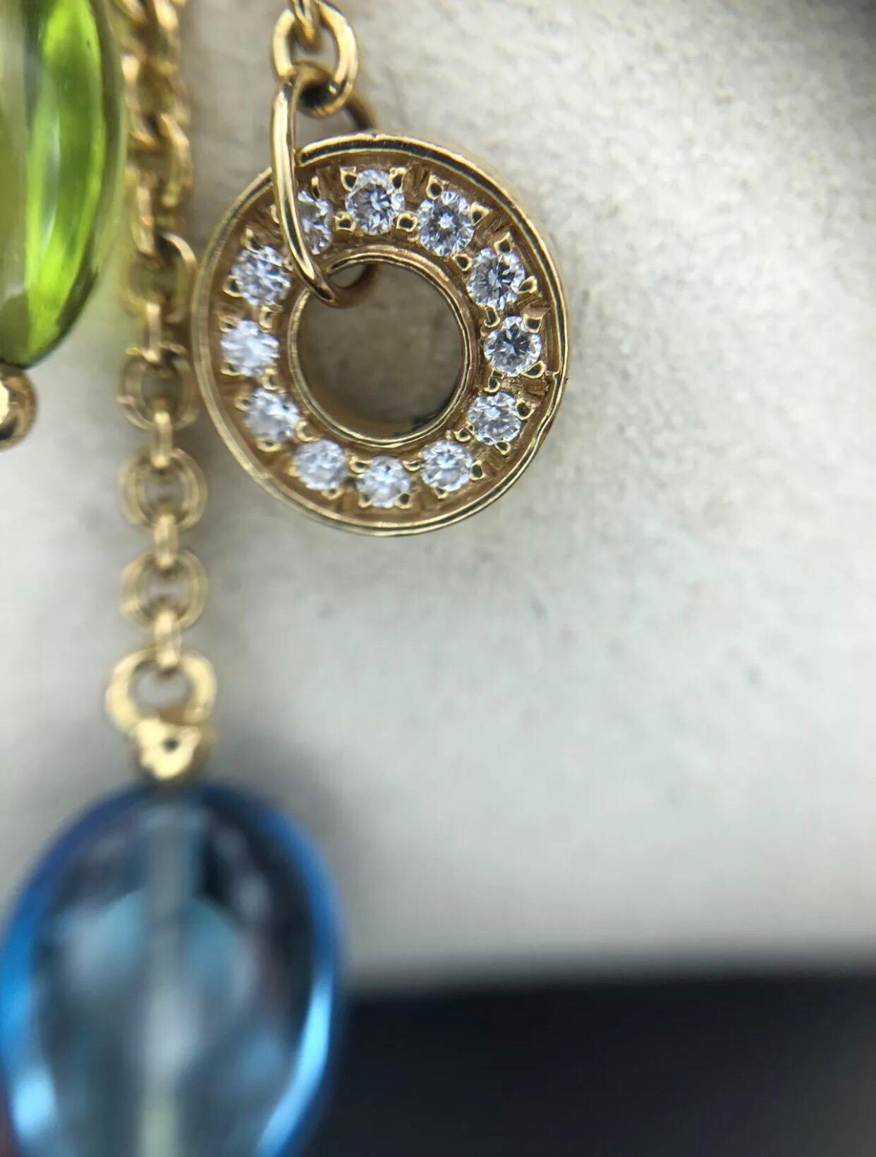 Bulgari B. Zero1 Gemstone and Diamond Dangle Earrings Set in 18 Karat Gold In Excellent Condition In Houston, TX