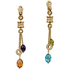 Bulgari B. Zero1 Gemstone and Diamond Dangle Earrings Set in 18 Karat Gold