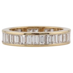 Bulgari, bague d'éternité en or jaune 18 carats avec diamants baguettes, taille 6