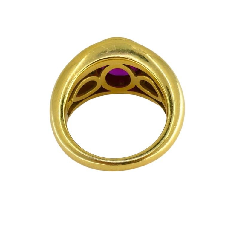 Women's Bvlgari Bulgari Band Ring 18k Gold Cabochon Ruby Diamond AGL Certificate For Sale