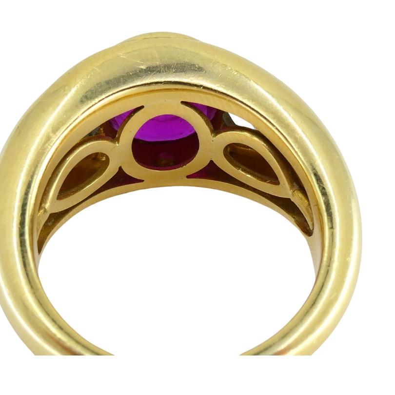 Bvlgari Bulgari Band Ring 18k Gold Cabochon Ruby Diamond AGL Certificate For Sale 1
