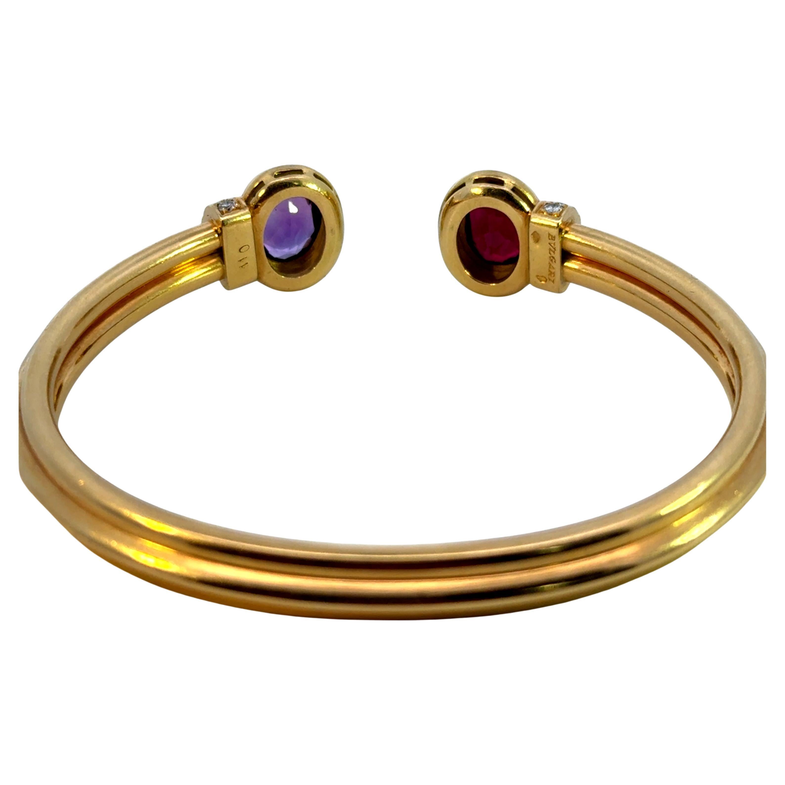Bracelet jonc Bulgari  Spinelle rouge et diamants par Duhem French Marks en vente 5