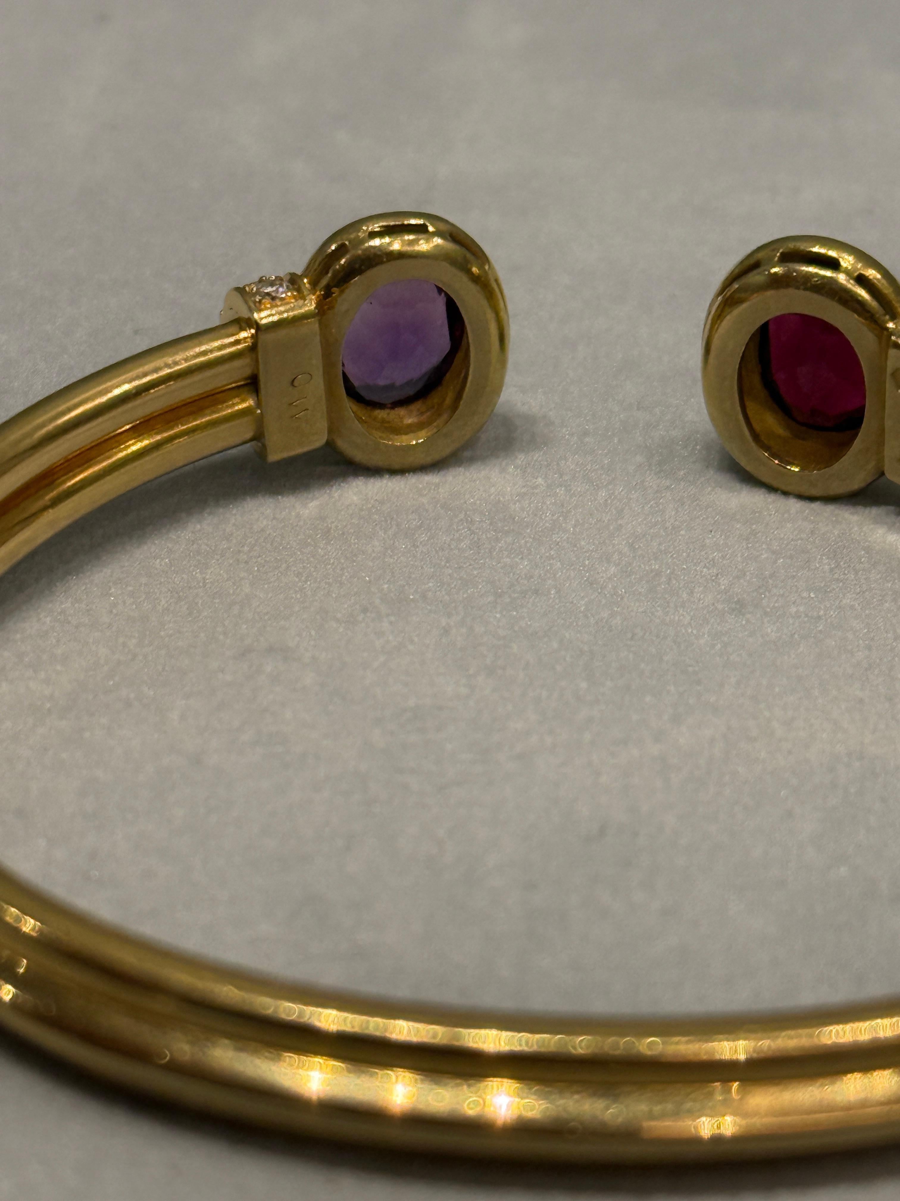 Bracelet jonc Bulgari  Spinelle rouge et diamants par Duhem French Marks Unisexe en vente