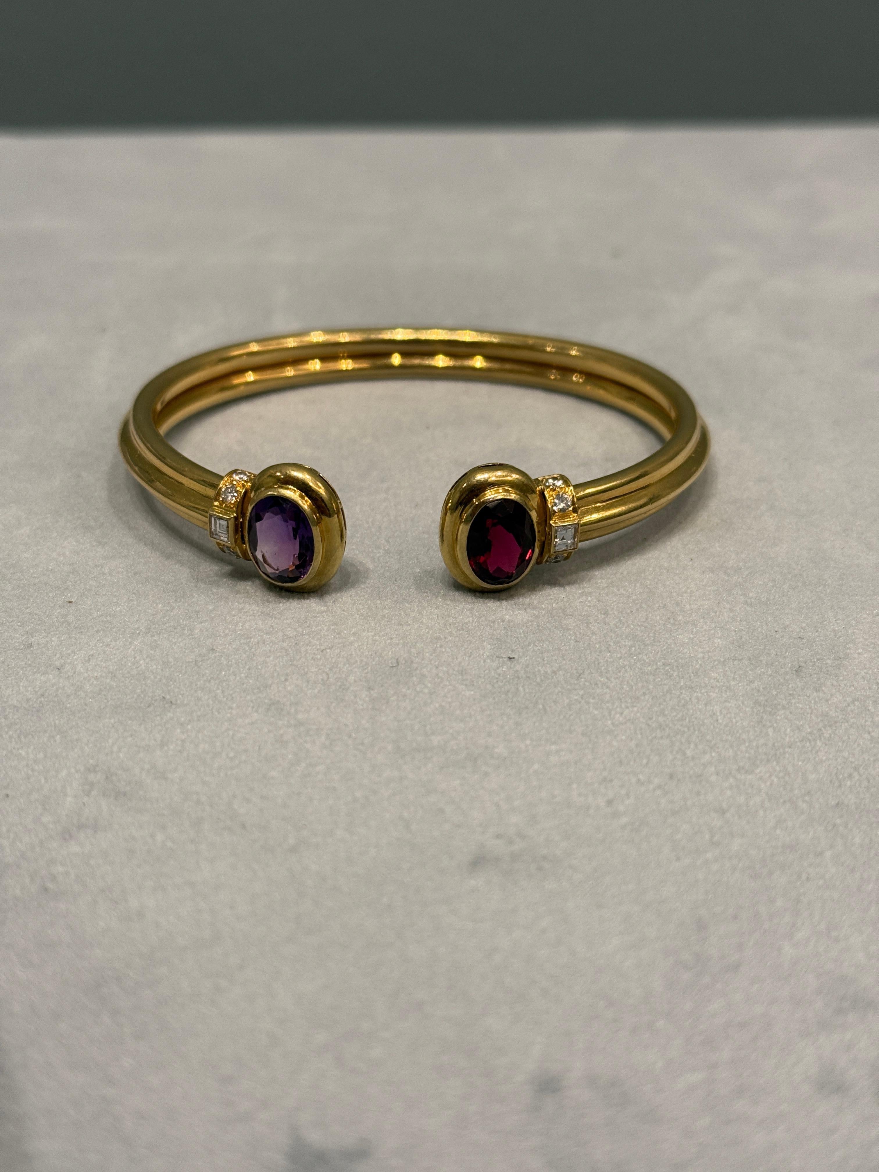 Bracelet jonc Bulgari  Spinelle rouge et diamants par Duhem French Marks en vente 2