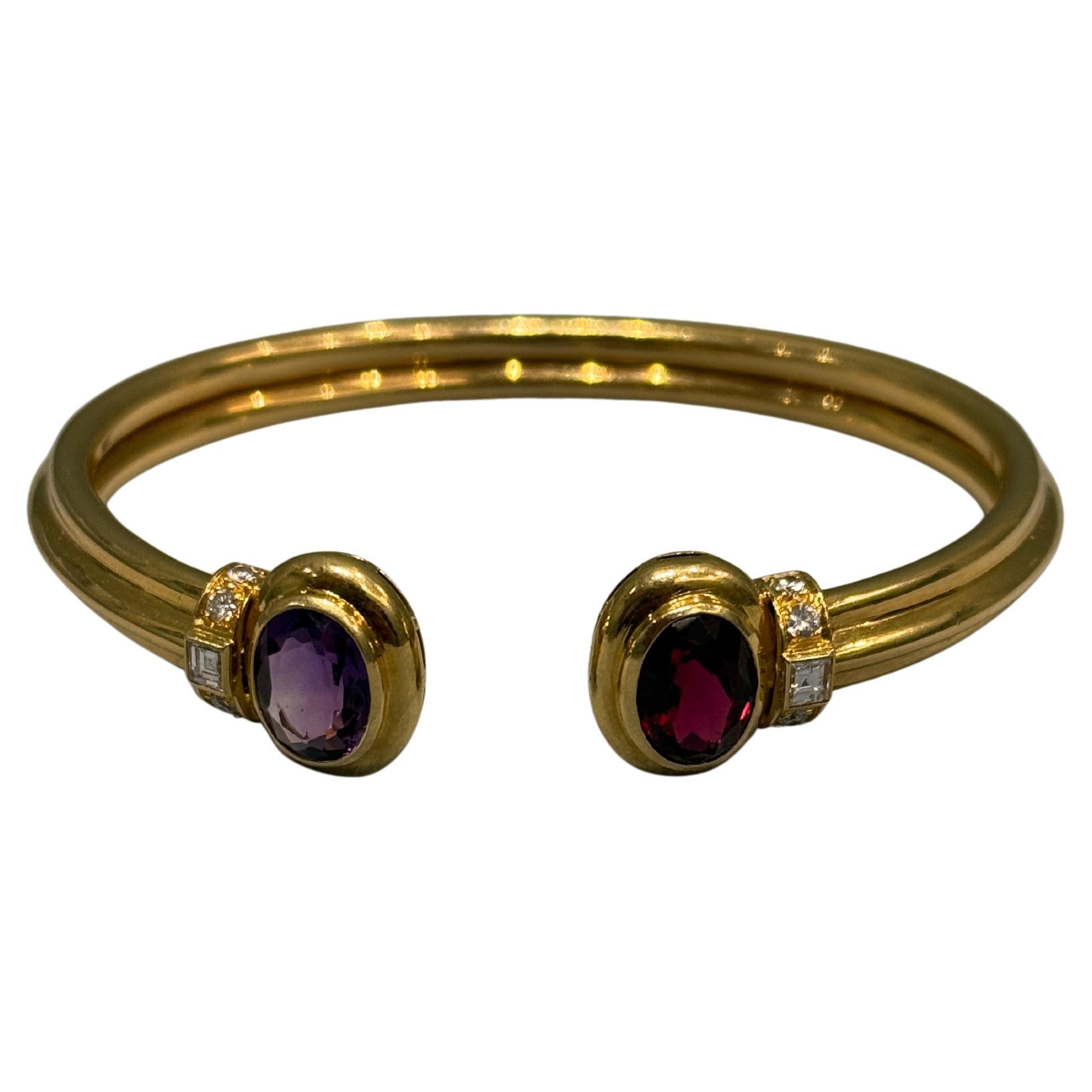 Bracelet jonc Bulgari  Spinelle rouge et diamants par Duhem French Marks en vente 3