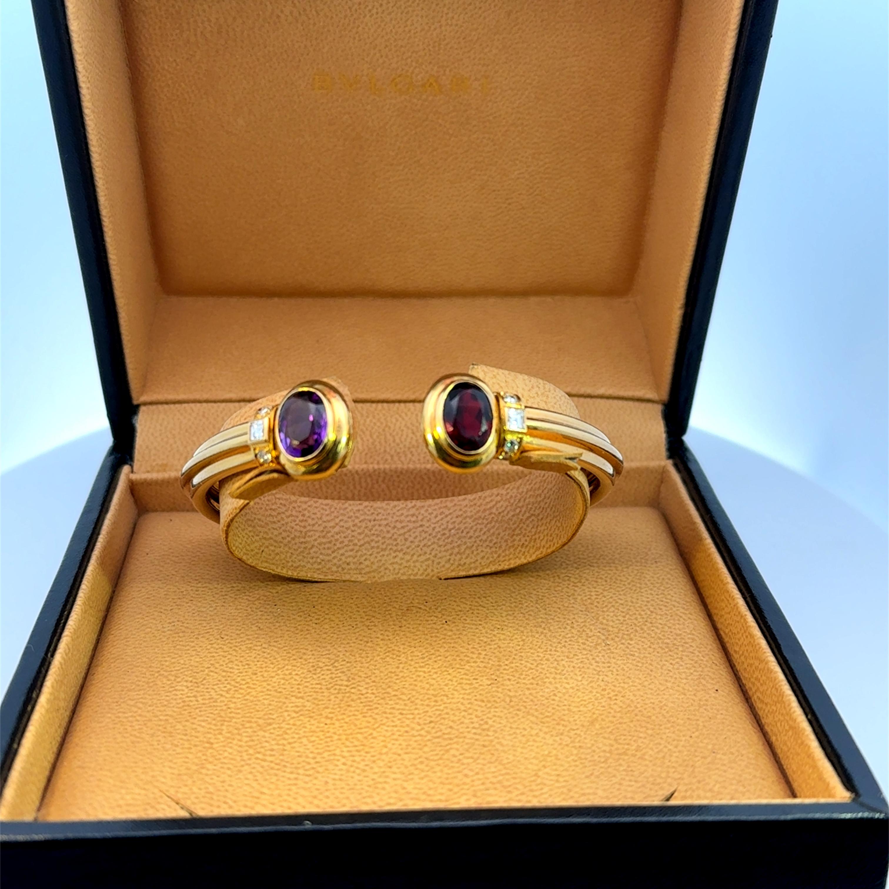 Bracelet jonc Bulgari  Spinelle rouge et diamants par Duhem French Marks en vente 4