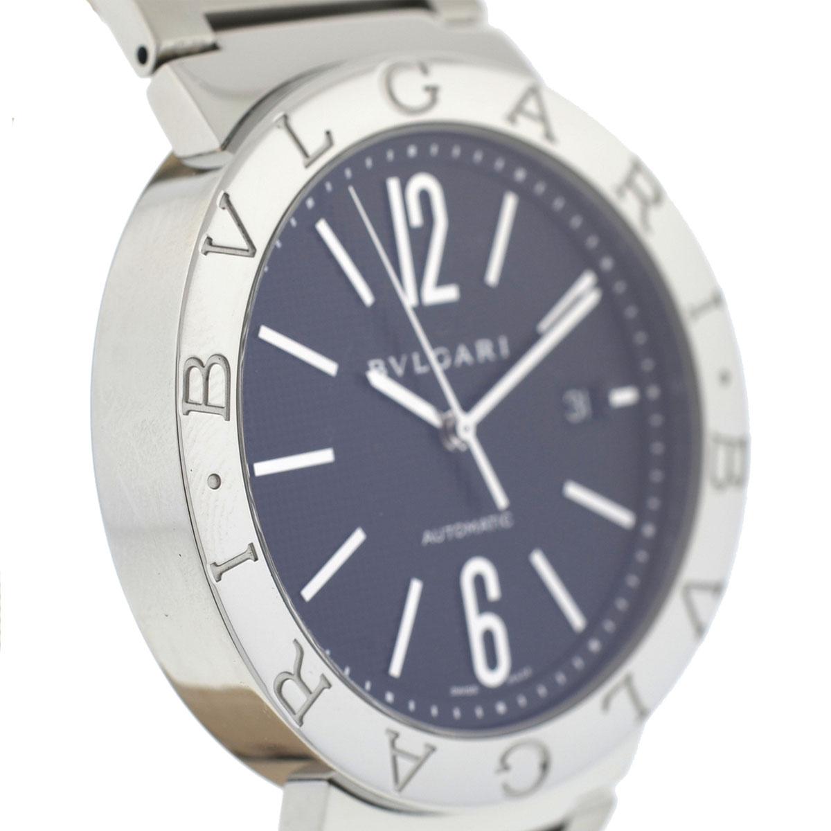 Bulgari BB 42 Sterling Silver Stainless Steel Automatic Watch In Good Condition In Boca Raton, FL