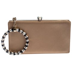 Bulgari Beige Satin Serpent Wristlet Clutch