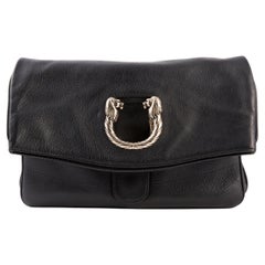 Bulgari Annika Clutch aus schwarzem Leder