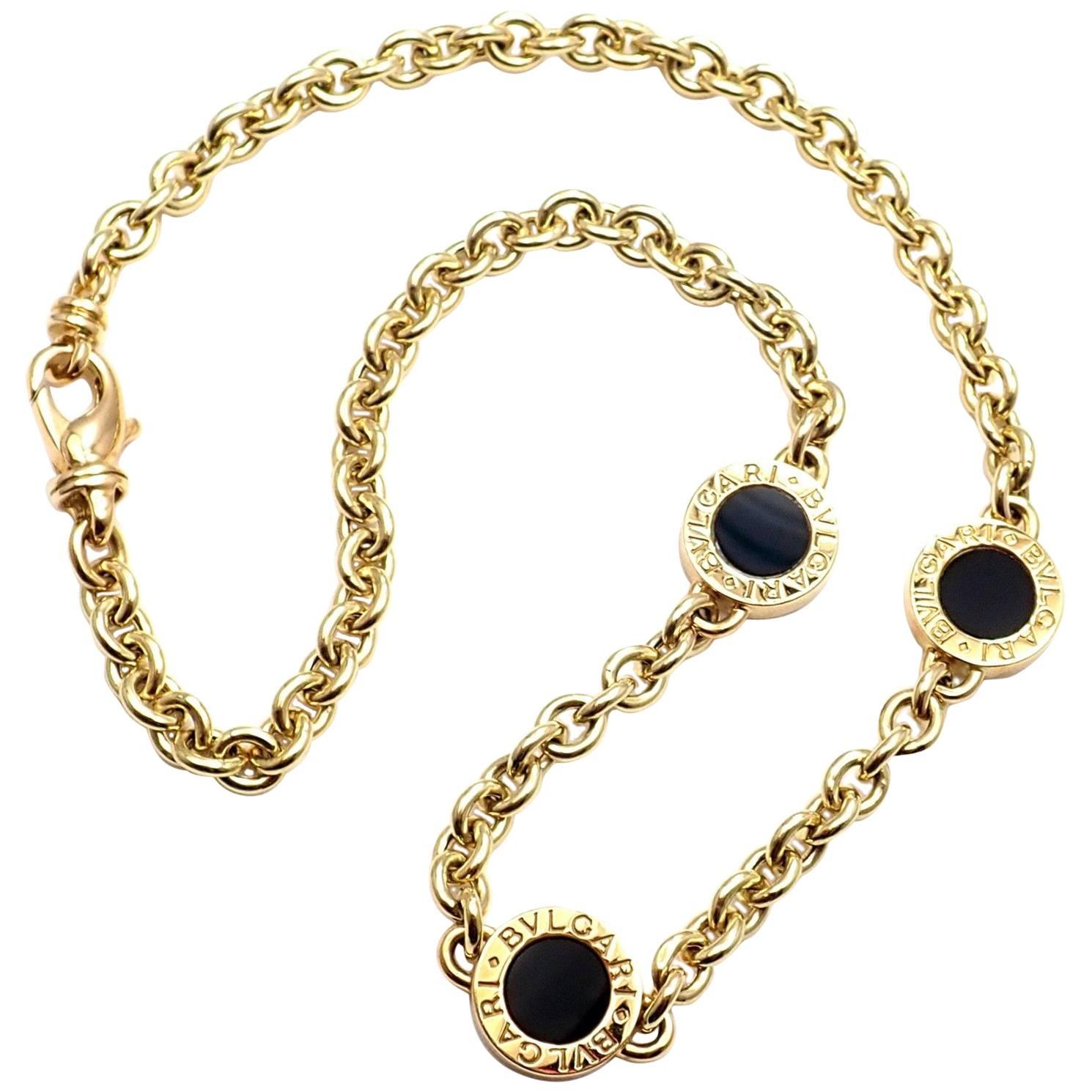 Bulgari Black Onyx Link Yellow Gold Necklace