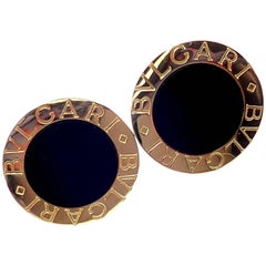 Vintage Bulgari Black Onyx Yellow Gold Cufflinks