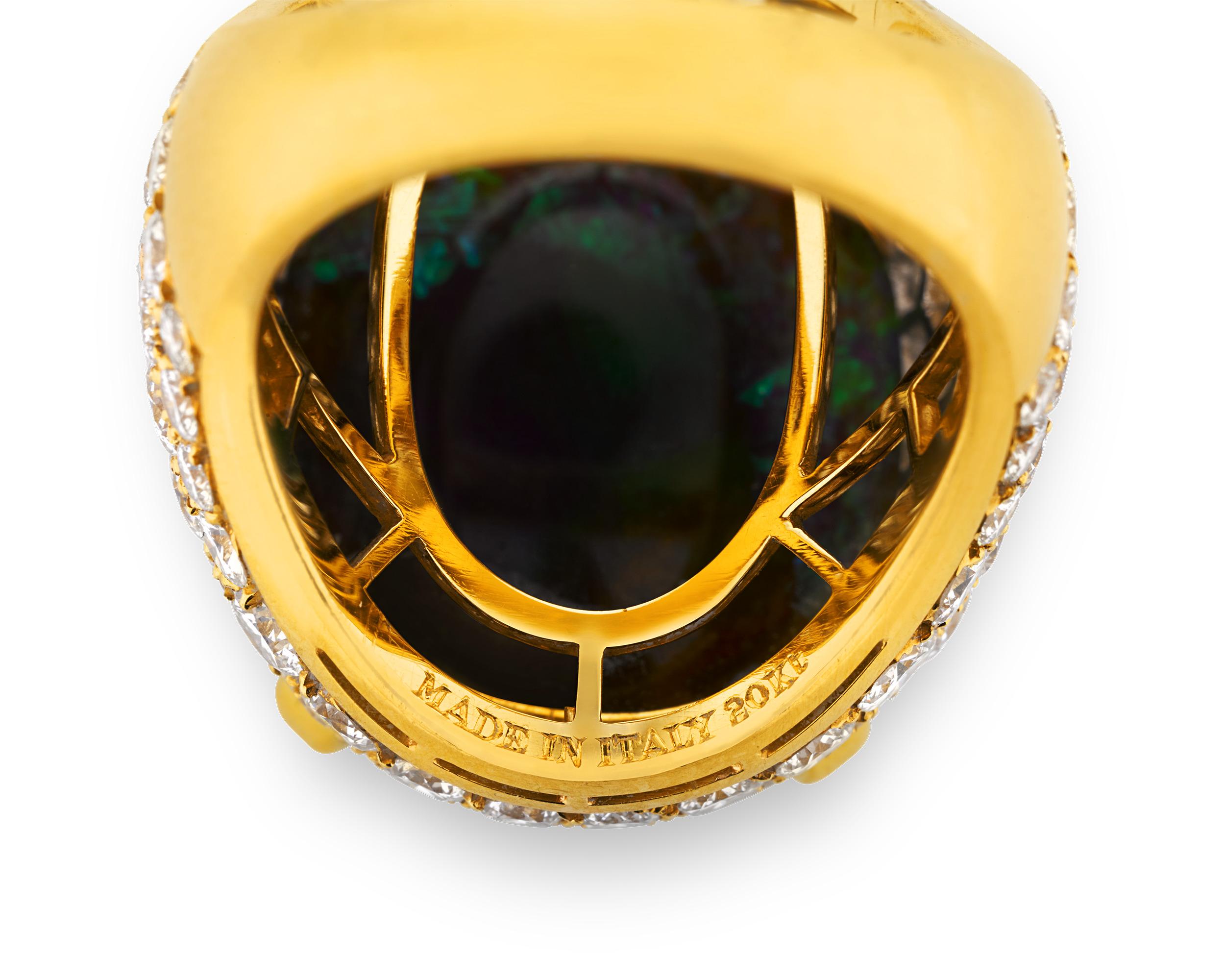 Bulgari Ring mit schwarzem Opal und Diamanten im Zustand „Hervorragend“ im Angebot in New Orleans, LA