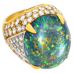 Used Bulgari Black Opal and Diamond Ring