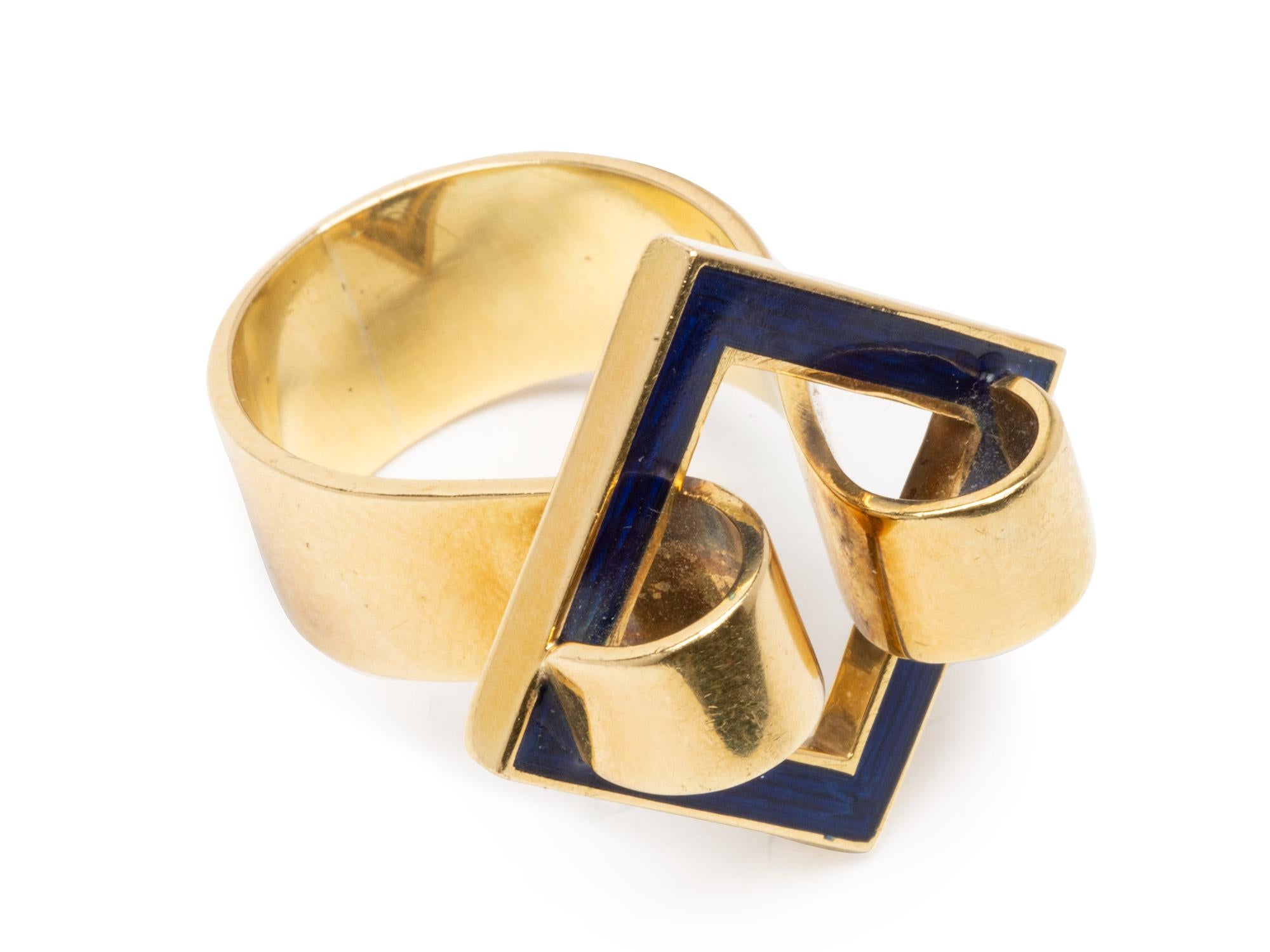 Modernista Anello Bulgari con smalto blu in vendita