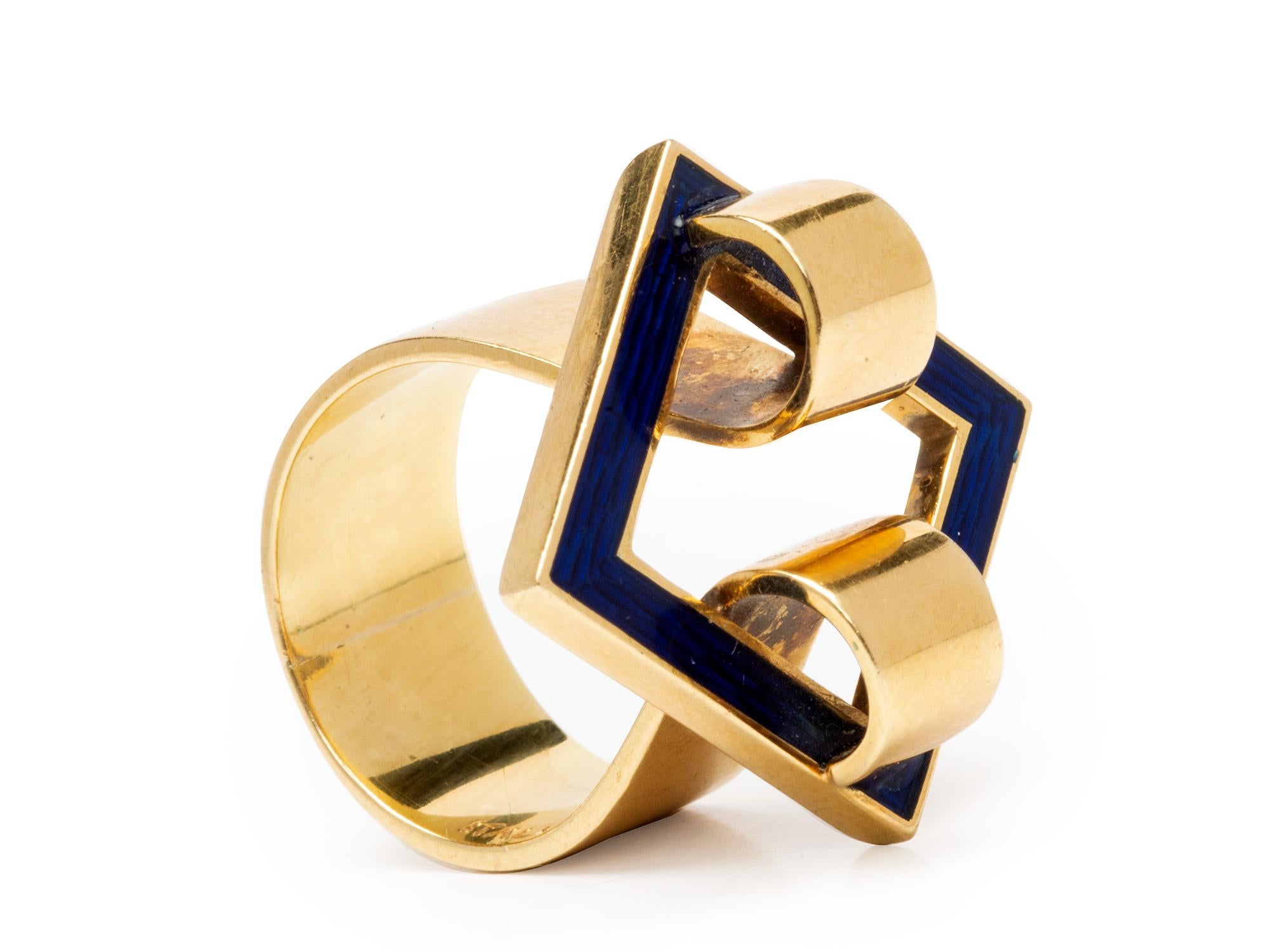 da uomo o donna Anello Bulgari con smalto blu in vendita