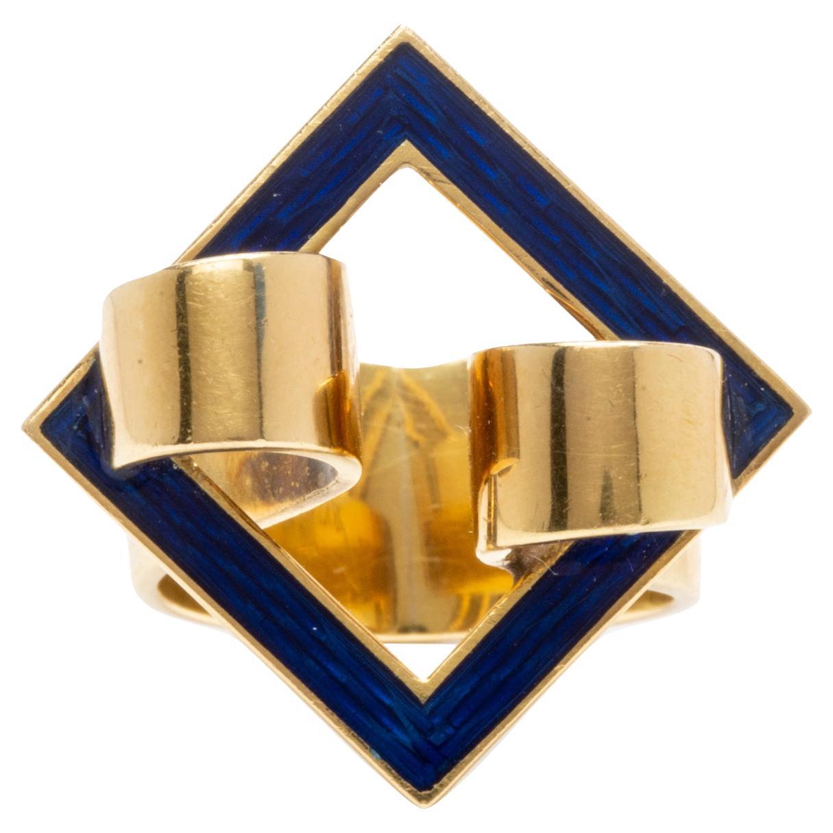 Anello Bulgari con smalto blu in vendita