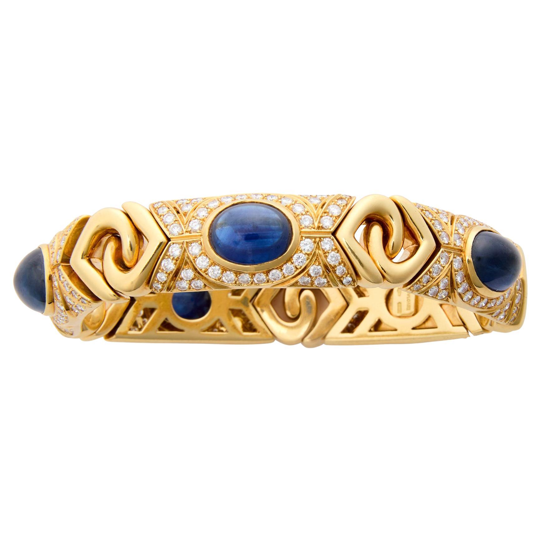 Bulgari Blue Sapphire and 18k Gold Bracelet Circa 1970