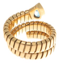 Anello Bulgari Topazio Blu Tubogas Serpenti
