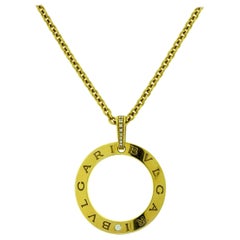 bvlgari circle necklace Bulgari Blvgari Open Circle Diamond Pendant Necklace in Yellow Gold