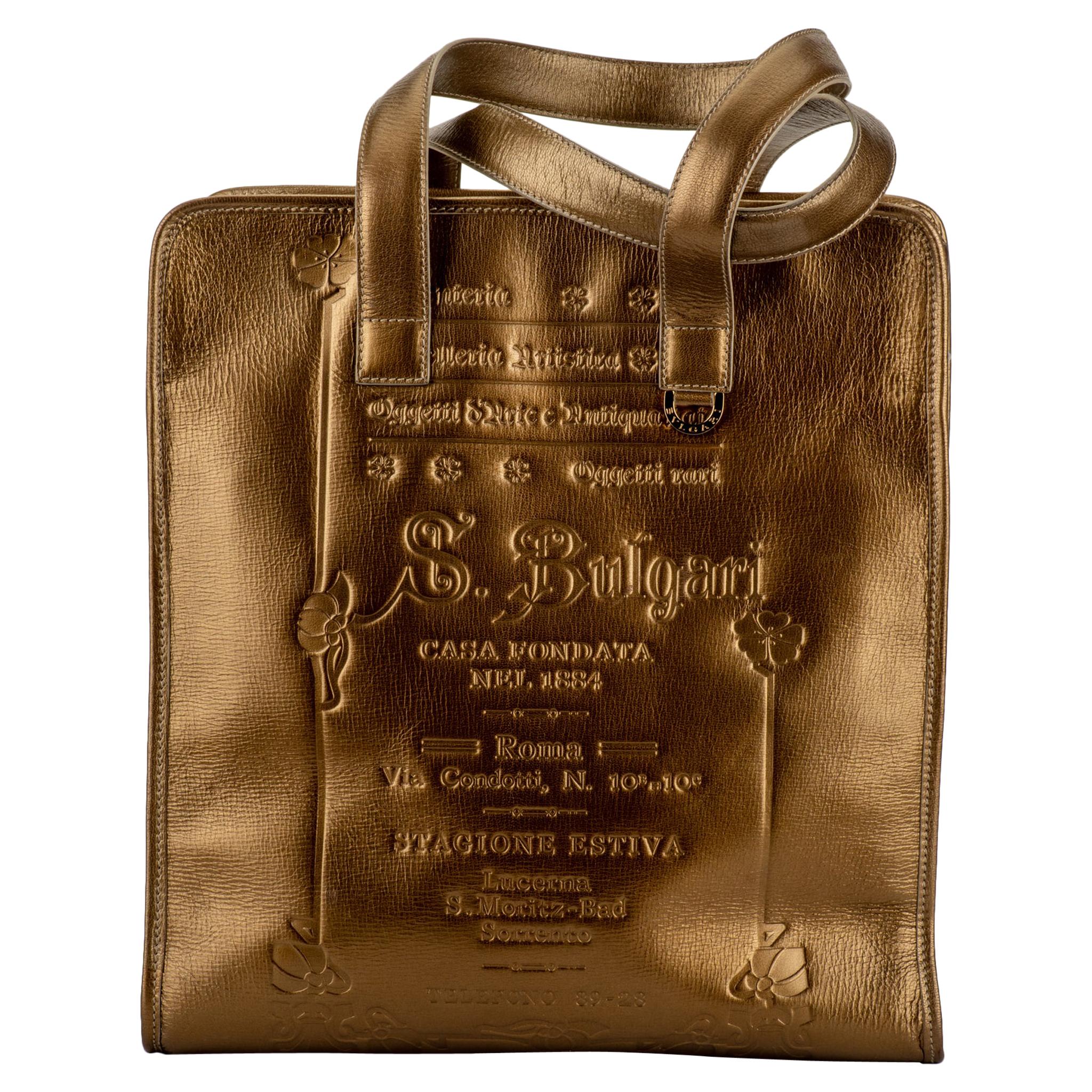 Bulgari Bronze Leather Large Tote Bag