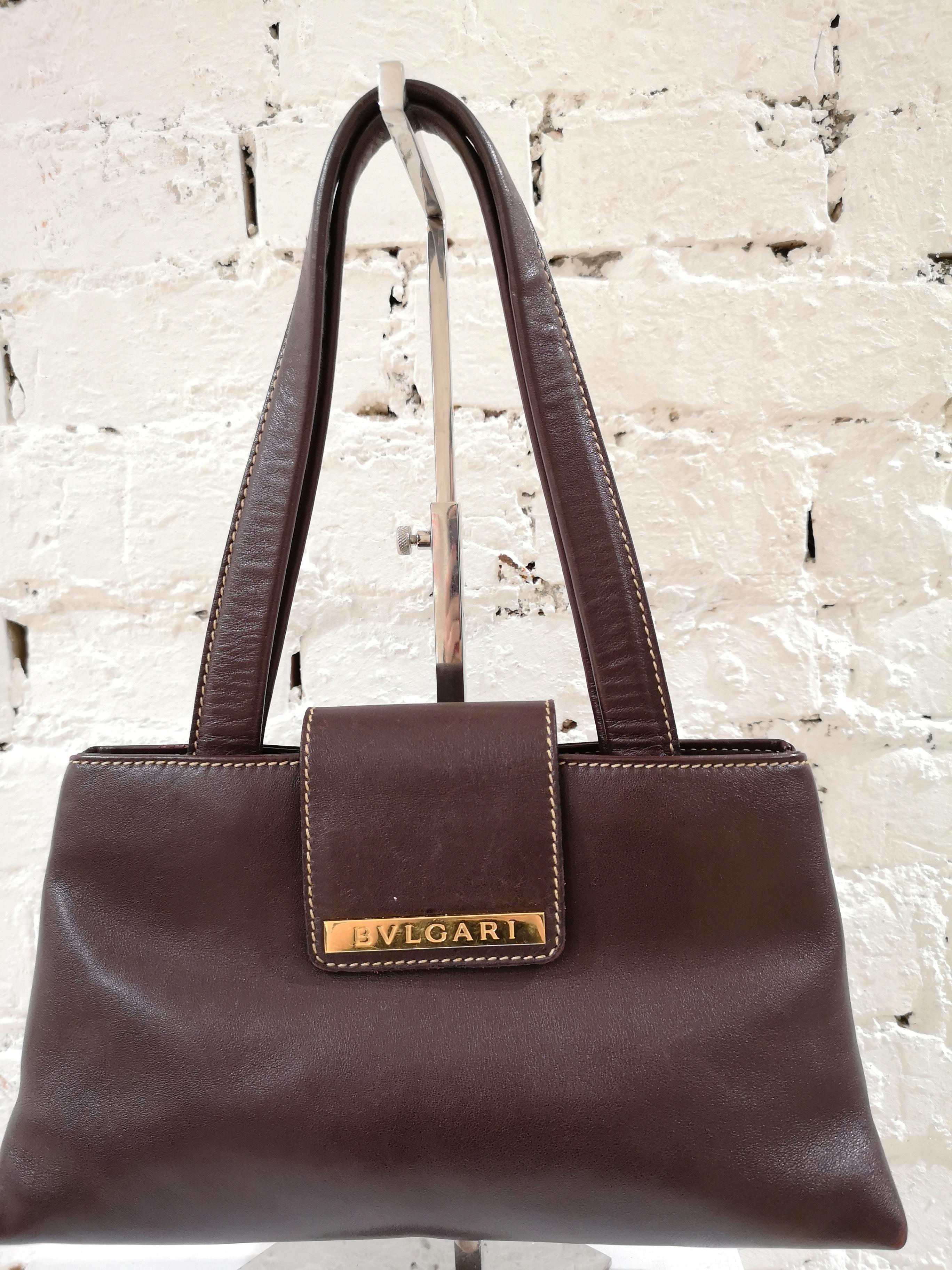 Bulgari Brown Leather Shoulder Bag 1