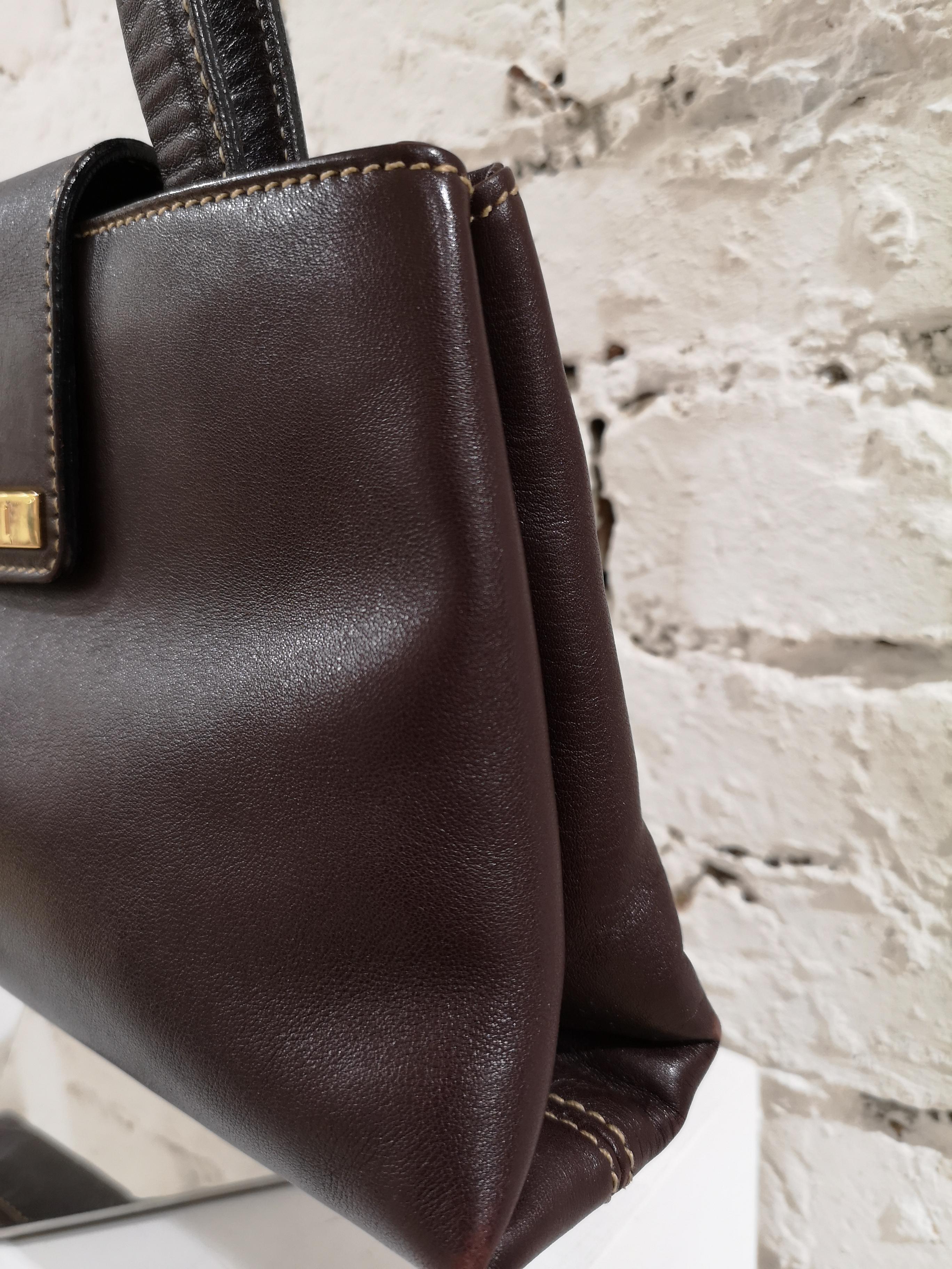 Bulgari Brown Leather Shoulder Bag 3