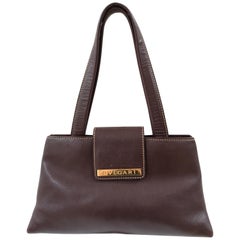 Vintage Bulgari Brown Leather Shoulder Bag