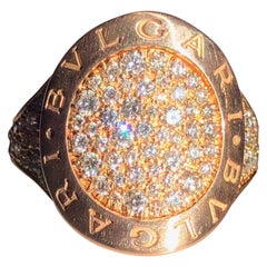 Bulgari Bulgari 18 Karat Rose Gold and White Diamond Ring .95 Carat Total Weight