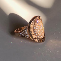 Bulgari Bulgari 18 Karat Rose Gold and White Diamond Ring .95 Carat Total Weight