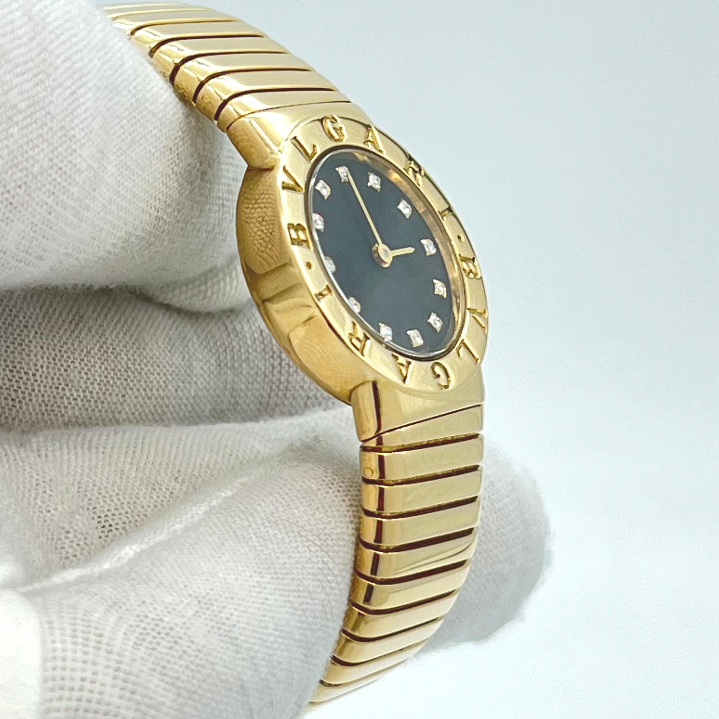 Round Cut Bulgari Bulgari BB 23 2T 18KT yellow gold lady's watch with Box & Papers For Sale