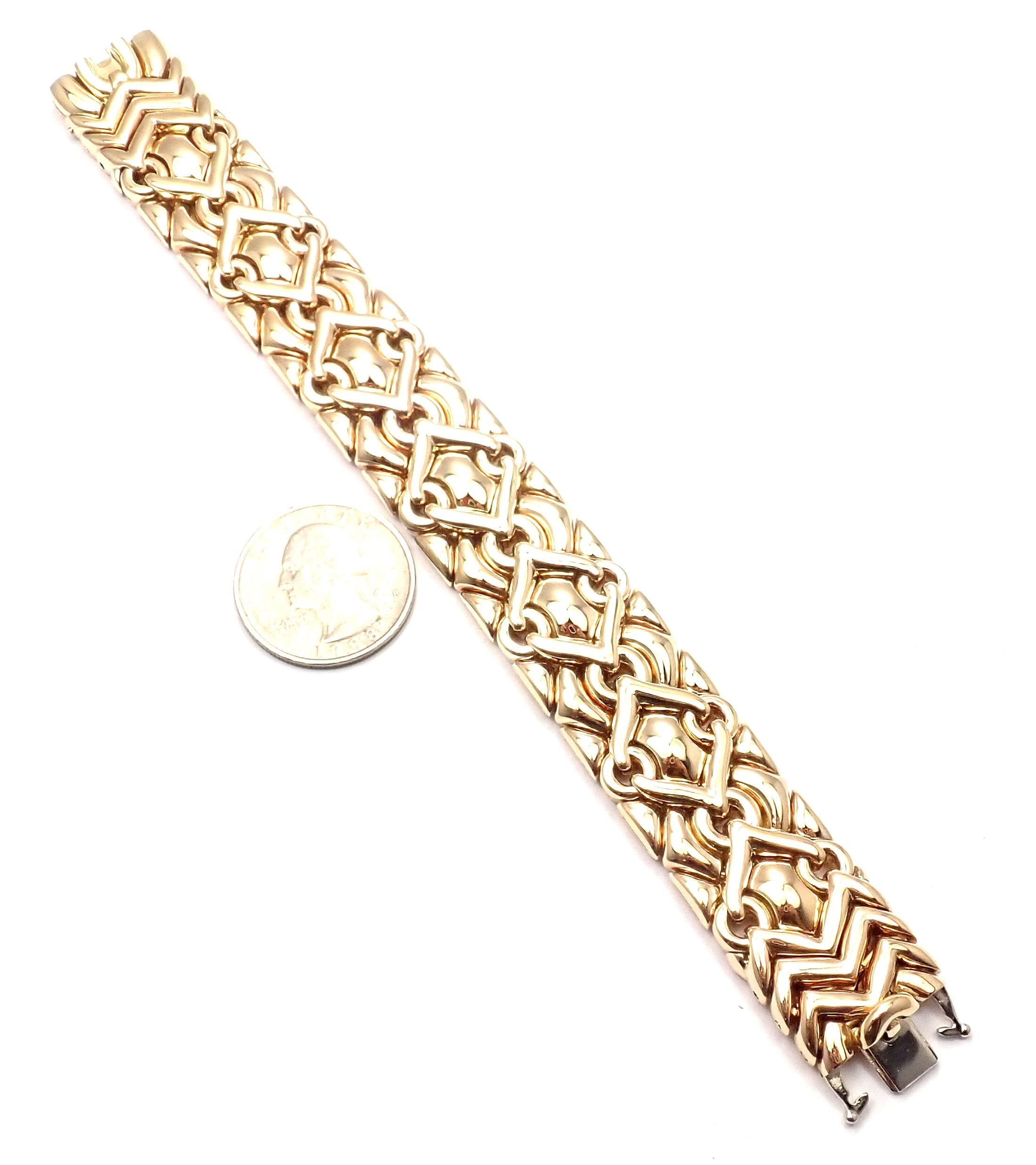 Bulgari Bulgaria Trika Wide Link Yellow Gold Bracelet 4