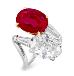 Bulgari Burma Ruby and Diamond Bypass Ring