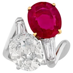 Bulgari Burma Ruby and Diamond Bypass Ring
