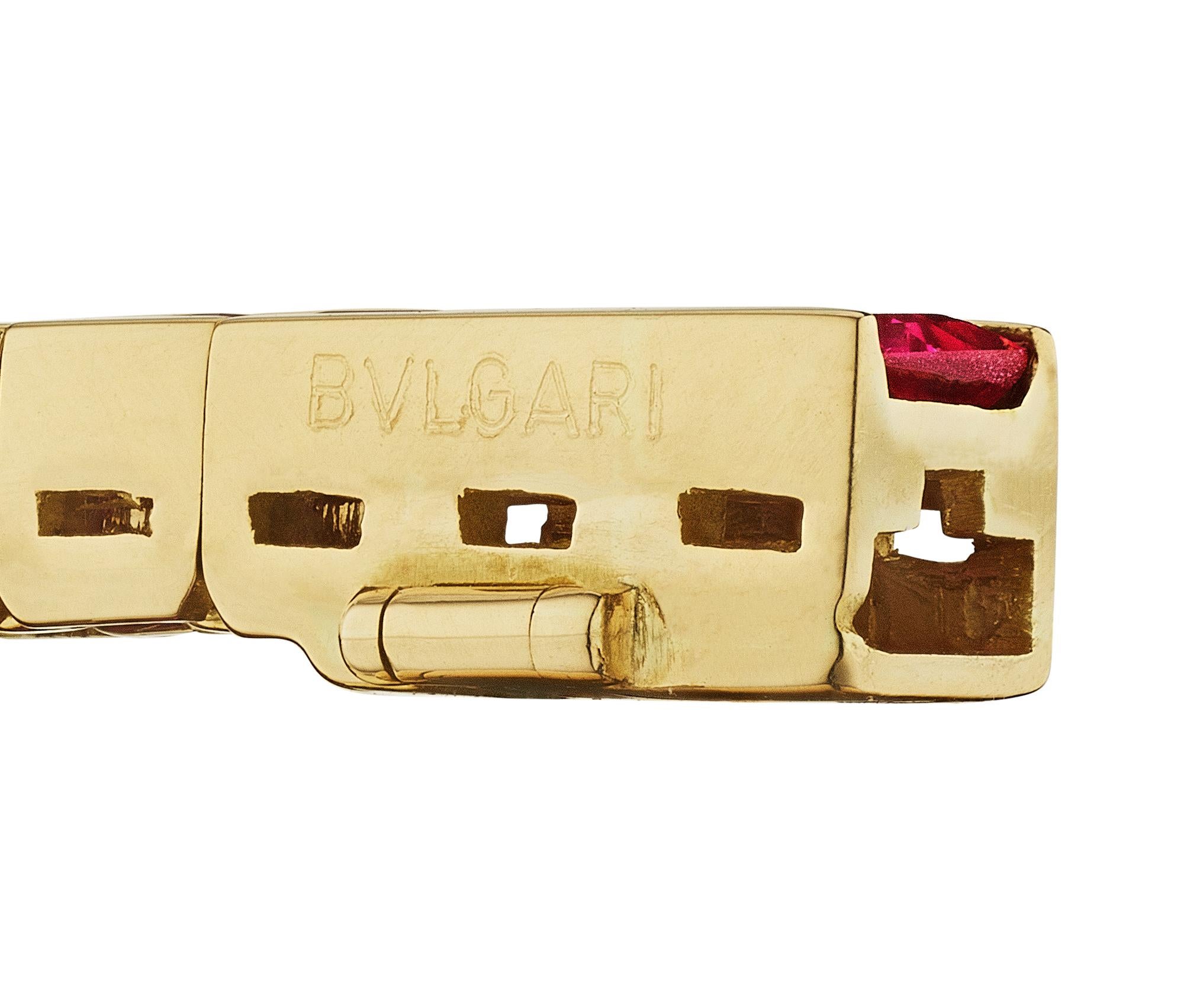 French Cut Bulgari Burma Square Cut Ruby Gold Vintage Line Bracelet
