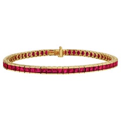Bracciale Bulgari Burma Taglio Quadrato Rubino Oro Linea Vintage