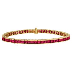 Bulgari Burma Square Cut Ruby Gold Vintage Line Bracelet