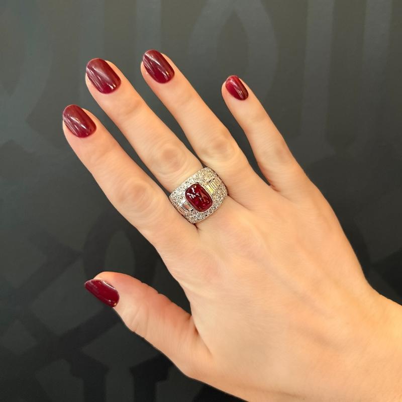 Baguette Cut Bulgari Burmese Ruby (6.00TW) and Diamond (3.50TW) 