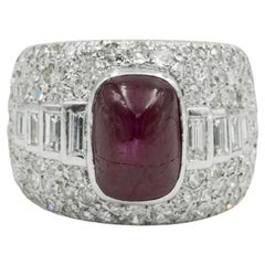 Bulgari Burmese Ruby (6.00TW) and Diamond (3.50TW) "Trombino" Ring Circa 1935